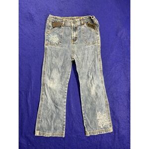 Y2K‎ Girls B.T. Kids Embroidered Floral Straight Leg Jeans 5X Light Blue
